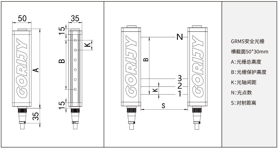 級聯安全光柵尺寸 級聯安全光柵尺寸